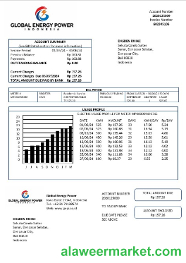 Indonesia Global Energy Power business utility bill template in Word and PDF format